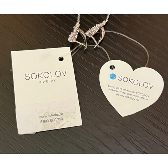 925 Sterling Silver Rhodium Plated Pear and Princess Cut CZ Dangle Earrings - Picture 12 of 14